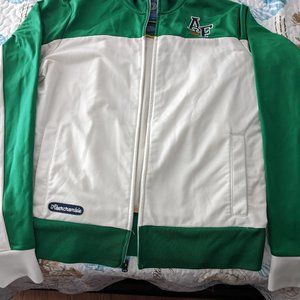 American eagle green and white track jacket, extra large